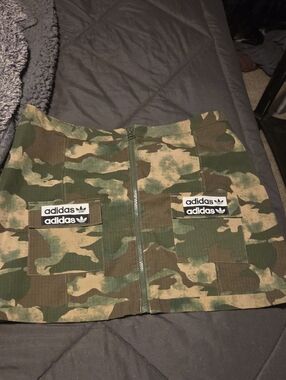 adidas Women's Camo Zip-Front Mini Skirt